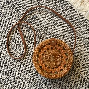 Patterned Handwoven Rattan Bag w/ Lining